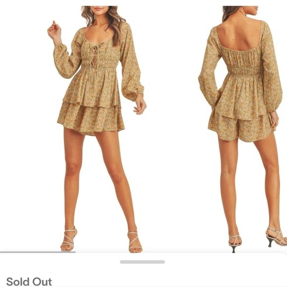 Lush NWTs Floral L/S Ruffle Romper - Picture 1 of 4